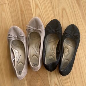 SO Ballet Flats Bundle Size 6.5 Black Nude Memory Foam Comfort Shoes